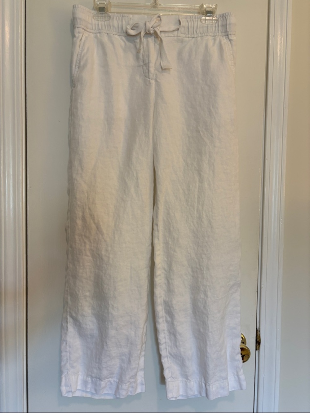 LOFT White Linen Drawstring Pants
